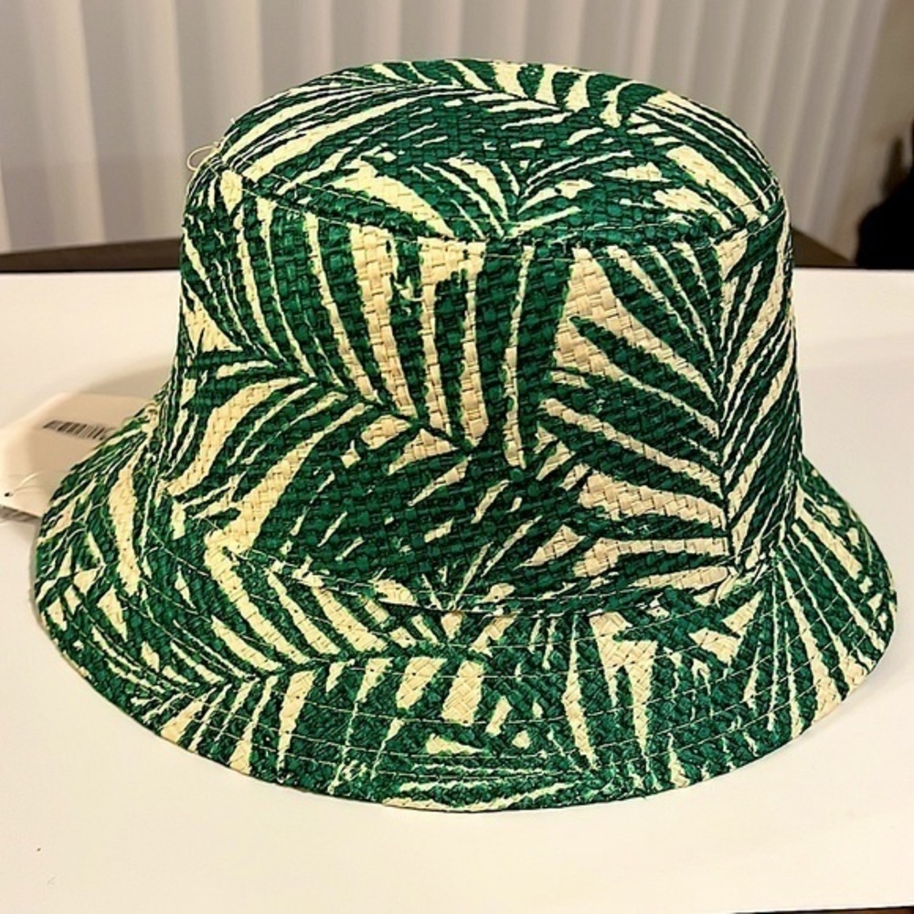 Unisex Straw Hat With Green Palm Leaves •Size is Adjustable • New With Tags - Picture 8 of 8